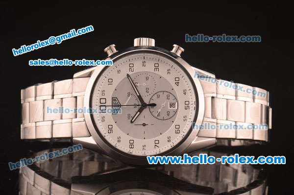 TAG Heuer Mikrograph Quartz Full Steel with White/Grey Dial - 7750 Coating - Click Image to Close